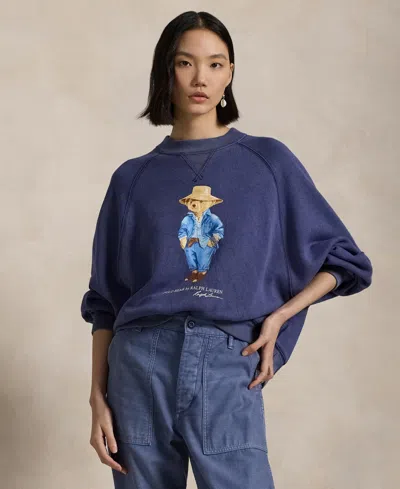 POLO RALPH LAUREN WOMEN'S POLO BEAR OVERSIZE FLEECE CREWNECK SWEATSHIRT