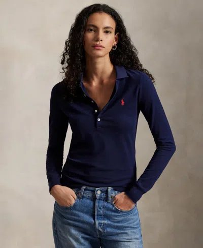 Polo Ralph Lauren Women's Polo Collar Long Sleeves Top In Blue