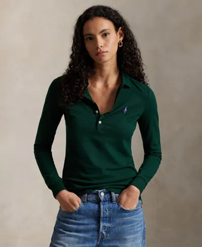 Polo Ralph Lauren Women's Polo Collar Long Sleeves Top In Green