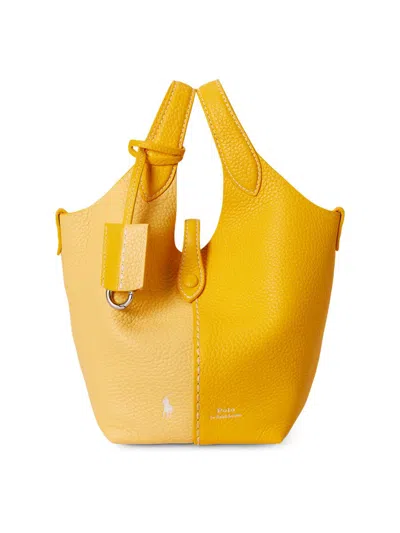 Polo Ralph Lauren Women's Polo Play Small Leather Tote Bag In Yellow