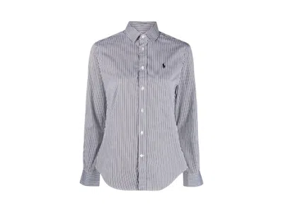 Pre-owned Polo Ralph Lauren Women's  12/2 Yd Ctn Pwls Crlte Shirt In White/poloblack In Multi