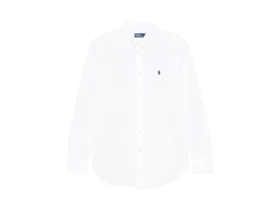 Pre-owned Polo Ralph Lauren Women's  60/1 Stretch Poplinls Brkn Shirt In White