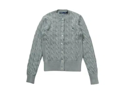 Pre-owned Polo Ralph Lauren Women's  Cableknit Cardigan In Light Chambray