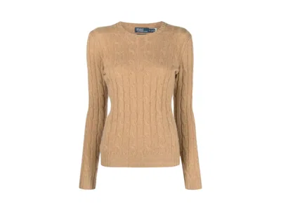 Pre-owned Polo Ralph Lauren Women's  Cashmere Classic Julianna Long Sleeve Pullover In Collection Camel Melange