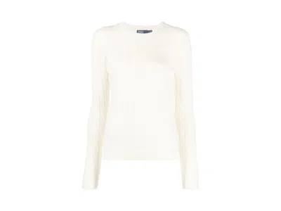 Pre-owned Polo Ralph Lauren Women's  Cashmere Classic Julianna Long Sleeve Pullover In Cream