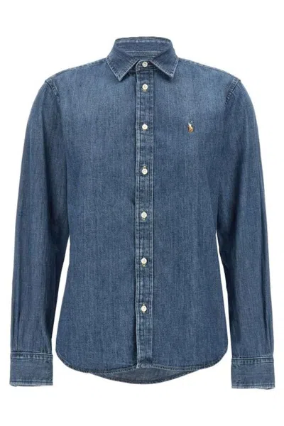 Pre-owned Polo Ralph Lauren Women's  Crlte St Long Sleeve Button Front Shirt In Merced Wash