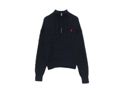 Pre-owned Polo Ralph Lauren Women's  Half Zipper Long Sleeve Pullover In Hunter Navy Blue