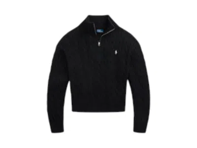Pre-owned Polo Ralph Lauren Women's  Half Zipper Long Sleeve T-shirt In Black