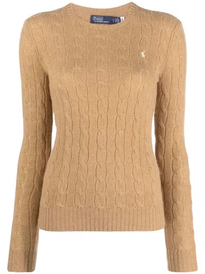 Pre-owned Polo Ralph Lauren Women's  Julianna Long Sleeve Pullover In Camel Melange