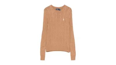 Pre-owned Polo Ralph Lauren Women's  Logo Pullover In Collection Camel Melange