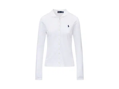 Pre-owned Polo Ralph Lauren Women's  Long Sleeve Polo Shirt In White