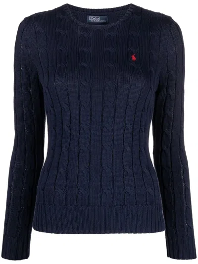 Pre-owned Polo Ralph Lauren Women's  Pima Cotton Julianna Long Sleeve Pullover In Hunter Navy Blue