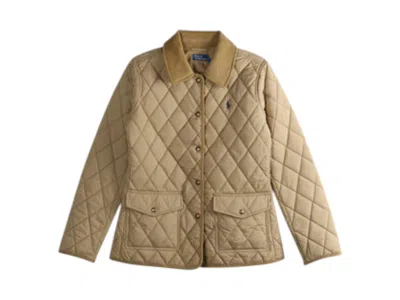 Pre-owned Polo Ralph Lauren Women's  Poly Woven Coat In Desert Khaki