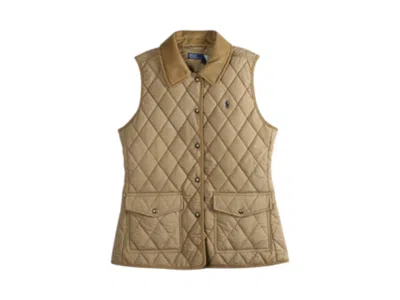 Pre-owned Polo Ralph Lauren Women's  Poly Woven Coat In Desert Khaki