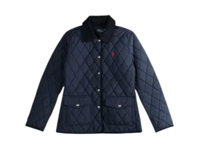 Pre-owned Polo Ralph Lauren Women's  Poly Woven Coat In Rl Navy Blue