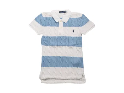 Pre-owned Polo Ralph Lauren Women's  Short Sleeve Polo In White/carolina Blue