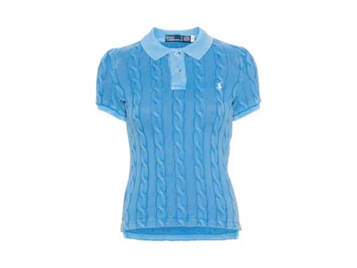 Pre-owned Polo Ralph Lauren Women's  Short Sleeve Polo Shirt In Colby Blue