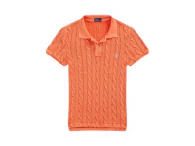 Pre-owned Polo Ralph Lauren Women's  Short Sleeve Polo Shirt In Kona Orange
