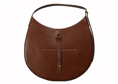 Pre-owned Polo Ralph Lauren Women's  Sport Calfp Id Medium Shoulder Bag In Cuoio