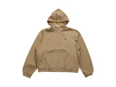 Pre-owned Polo Ralph Lauren Women's  Twill Hooded Jacket In Cafe Tan