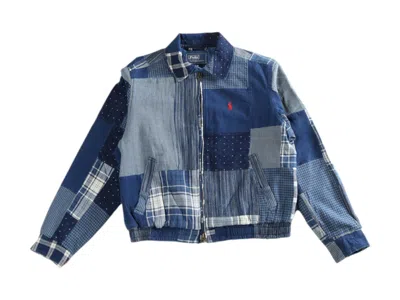 Pre-owned Polo Ralph Lauren Women's  Unlined Windbreaker Coat In Indigo Patchwork