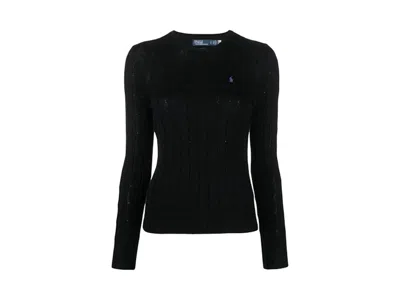 Pre-owned Polo Ralph Lauren Women's Polo Shirt Ralph Lauren Cable Knit Cotton Crewneck Sweatshirt Sweater In Polo Shirt Black