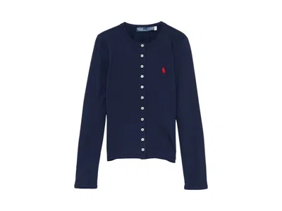 Pre-owned Polo Ralph Lauren Women's Polo Shirt Ralph Lauren Long Sleeve Cardigan In Newport Navy Blue