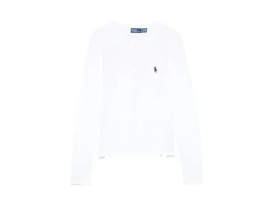 Pre-owned Polo Ralph Lauren Women's Polo Shirt Ralph Lauren Long Sleeve Cardigan In White