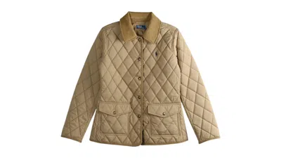 Pre-owned Polo Ralph Lauren Women's Poly Woven Coat In Desert Khaki In Brown