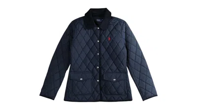 Pre-owned Polo Ralph Lauren Women's Poly Woven Coat In Navy Blue
