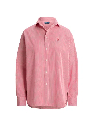 Polo Ralph Lauren Women's Ramsey Micro Stripe Cotton Button-front Shirt In Pink