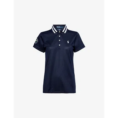 Polo Ralph Lauren Womens Refined Navy X Wimbledon Brand-patch Recycled-polyester And Cotton-blend Po