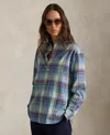 Polo Ralph Lauren Women's Relaxed Fit Collared Plaid Shirt In Blue