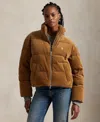 Polo Ralph Lauren Corduroy Quilted Puffer Jacket In Brown