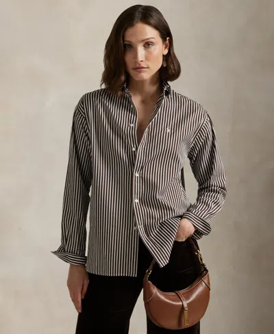 Polo Ralph Lauren Women's Relaxed-fit Striped Cotton Shirt In Gray