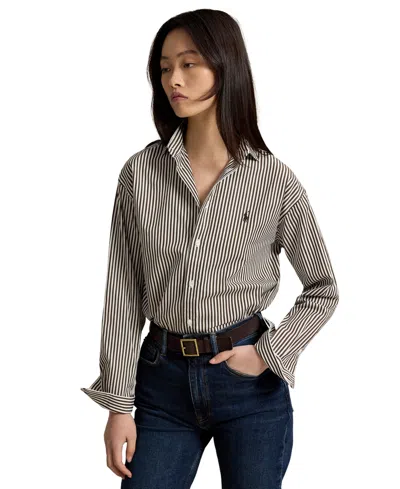 Polo Ralph Lauren Women's Relaxed-fit Striped Cotton Shirt In Brown
