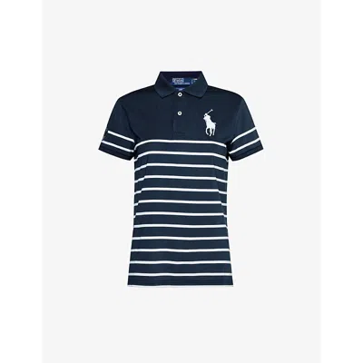Polo Ralph Lauren X Wimbledon Stretch-recycled-polyester Polo Shirt In Rfd Nvy/cer Wht