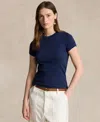 Polo Ralph Lauren Ribbed Cotton Tee In Newport Navy