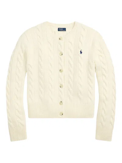 Polo Ralph Lauren Women's Rib-knit Crewneck Sweater With Button Placket, Size S In Bianco
