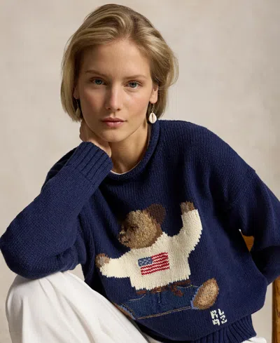Polo Ralph Lauren Women's Rolled Crewneck Long-sleeve Sweater In Blue