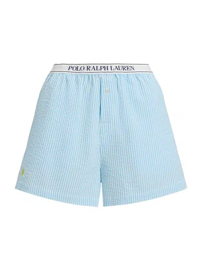 Polo Ralph Lauren Seersucker Boxer With Logo Elastic In Multi