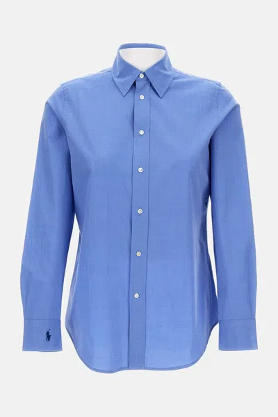 Polo Ralph Lauren Women Sky Blue Regular Solid Shirt