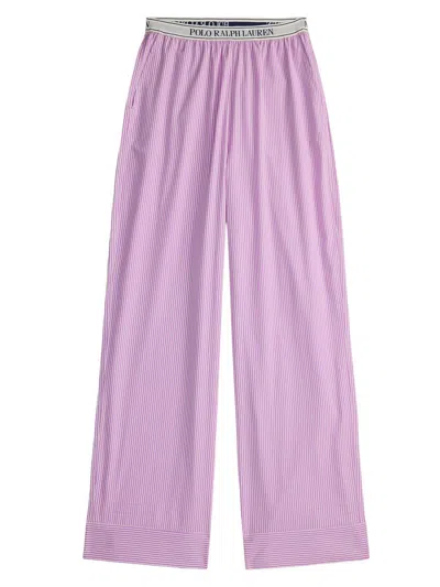 Polo Ralph Lauren Women's Shirting Stripes Striped Cotton Pants In Blue