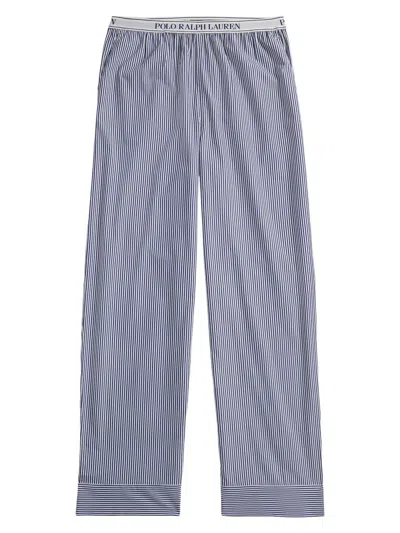 Polo Ralph Lauren Women's Shirting Stripes Striped Cotton Pants In White Cloud Beacon Blue