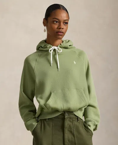 Polo Ralph Lauren Women's Shrunken Fit Fleece Hoodie Sweatshirt In Green
