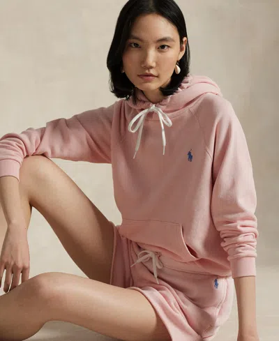 Polo Ralph Lauren Women's Shrunken Fit Fleece Hoodie Sweatshirt In Pink Sand