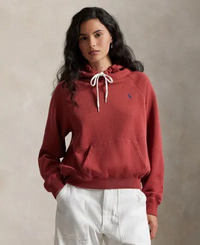 Polo Ralph Lauren Women's Shrunken Fit Fleece Hoodie Sweatshirt In Red