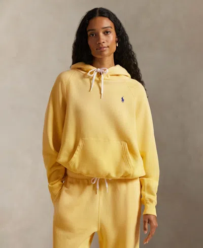 Polo Ralph Lauren Women's Shrunken Fit Fleece Hoodie Sweatshirt In Yellow