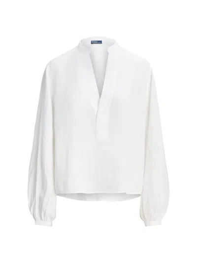 Polo Ralph Lauren V领亚麻罩衫 In White
