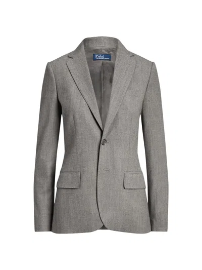 Polo Ralph Lauren Women's Single-breasted Flannel Blazer In Gray